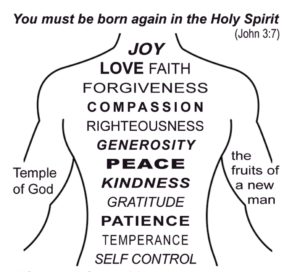 Glädje, Kärlek, Tro, Förlåtelse, Medkänsla, Rättfärdighet, Generositet, Frid, Vänlighet, Tacksamhet, Tålamod, Besinning, Återhållsamhet